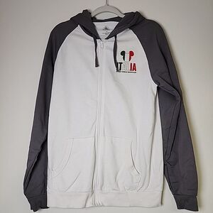 Disney Sweatshirt Women's Small Gray White Zip Hoodie Italia‎ Epcot World
